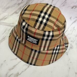 Burberry Beige and Black Checkered Hat